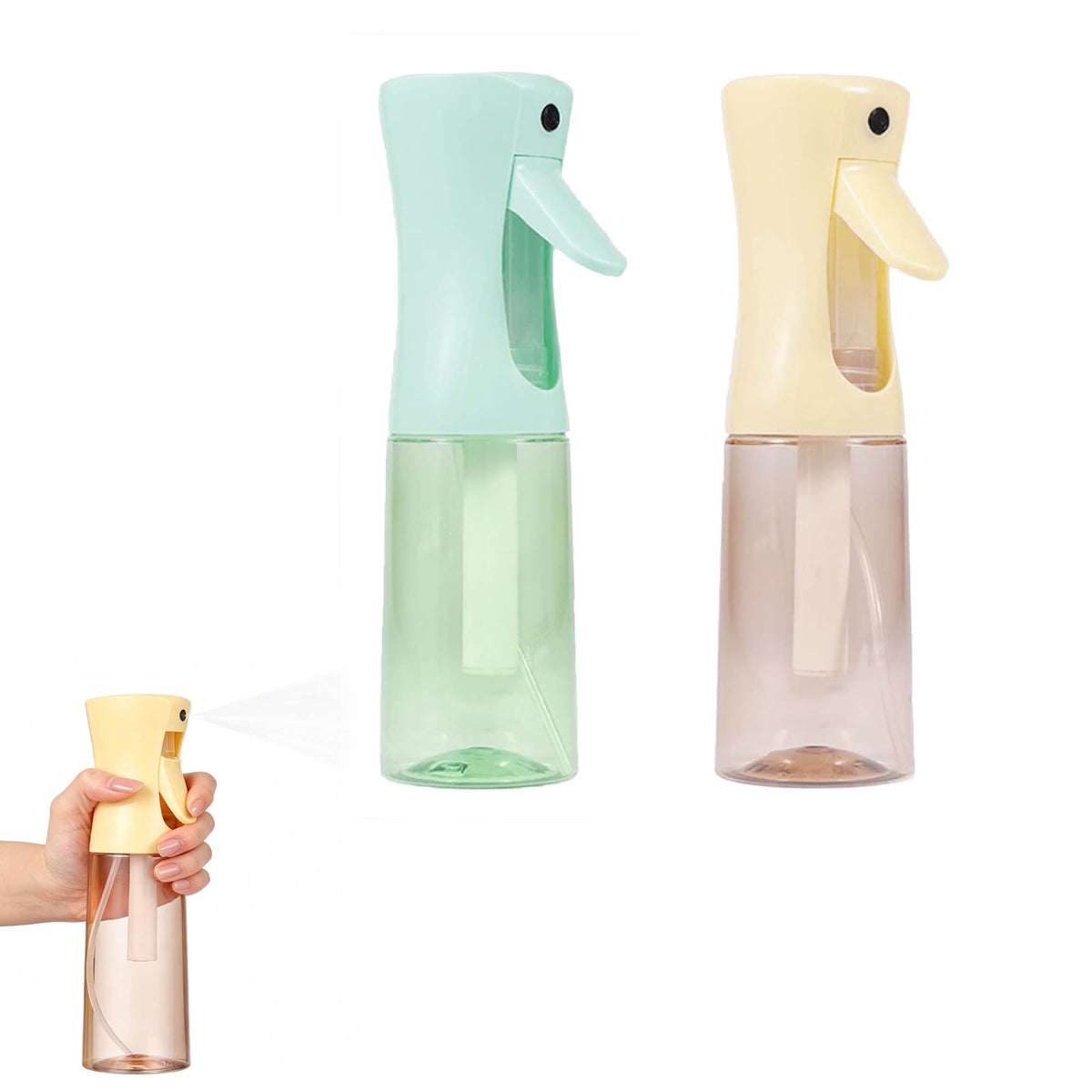 Continuous Mist Spray Bottle 2 Pack (6.8 Oz & 10 Oz), Empty Ultra Fine Water Sprayer for Hair Styling, Cleaning, Plants, Pets, Barber & Salon Use