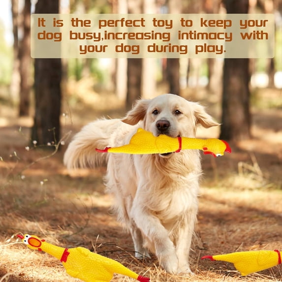 Large Rubber Chicken,Screaming Chicken Dog Toys,Yellow Rubber Squawking Chicken,Squeaky Chicken Toys,Prank Noise Maker Dog Toys 15 Inch