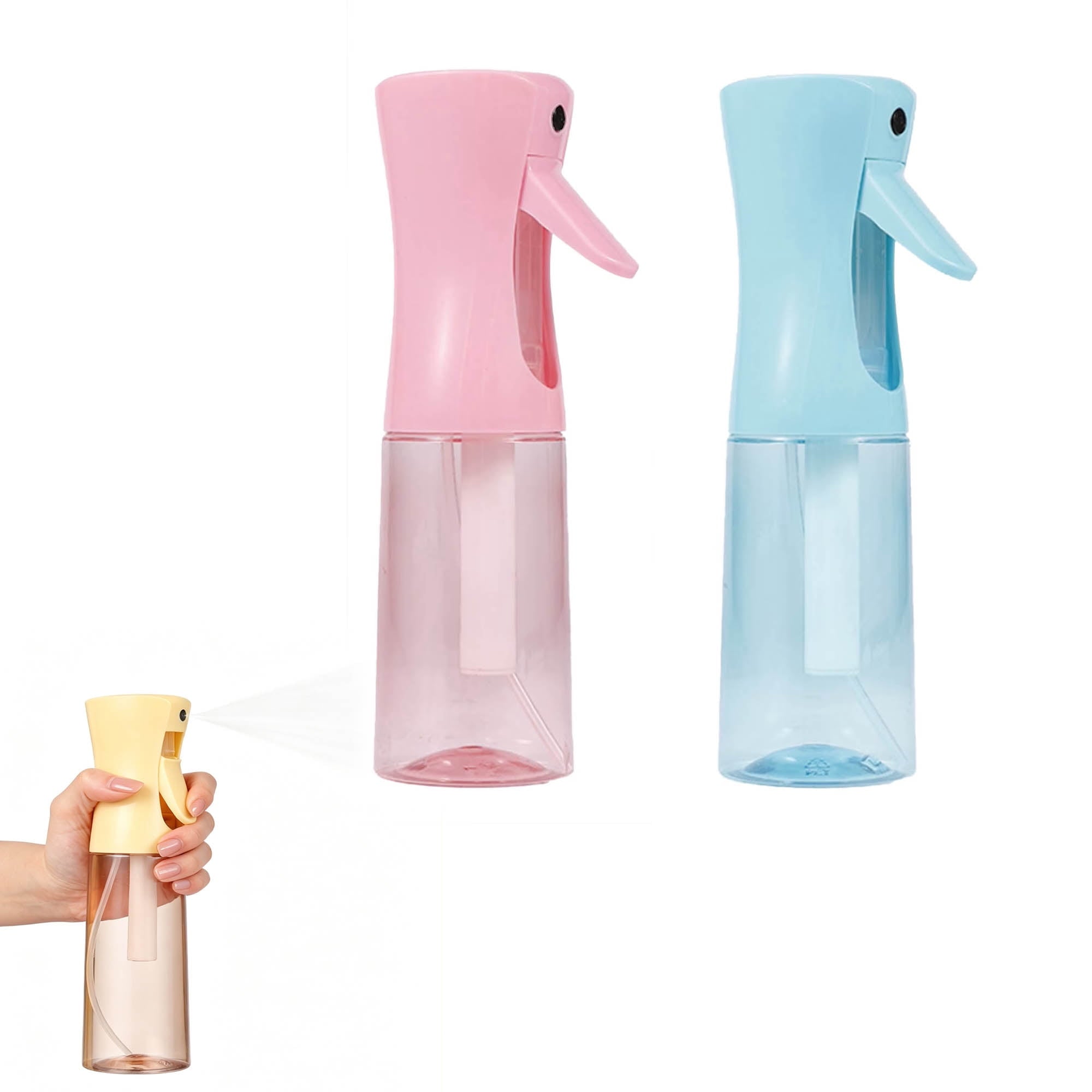 Continuous Mist Spray Bottle 2 Pack (6.8 Oz & 10 Oz), Empty Ultra Fine Water Sprayer for Hair Styling, Cleaning, Plants, Pets, Barber & Salon Use