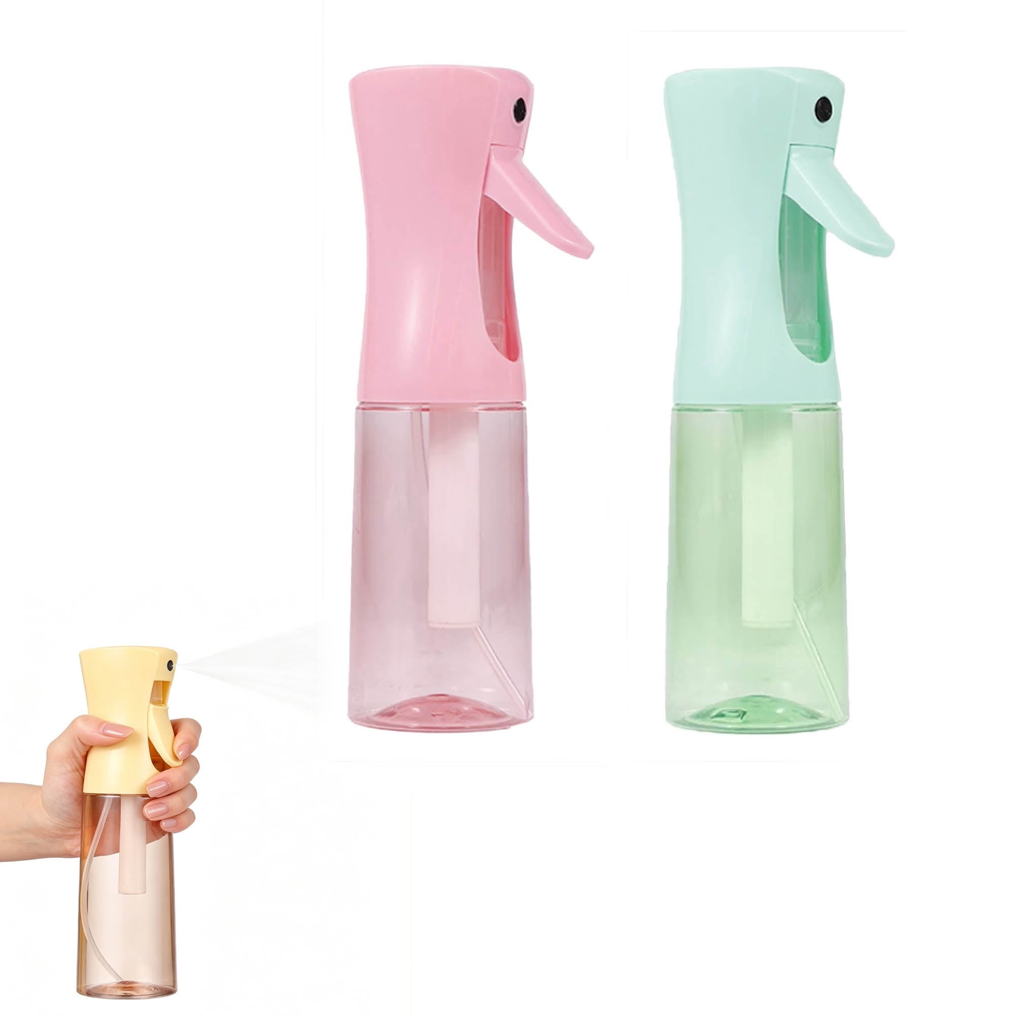 Continuous Mist Spray Bottle 2 Pack (6.8 Oz & 10 Oz), Empty Ultra Fine Water Sprayer for Hair Styling, Cleaning, Plants, Pets, Barber & Salon Use