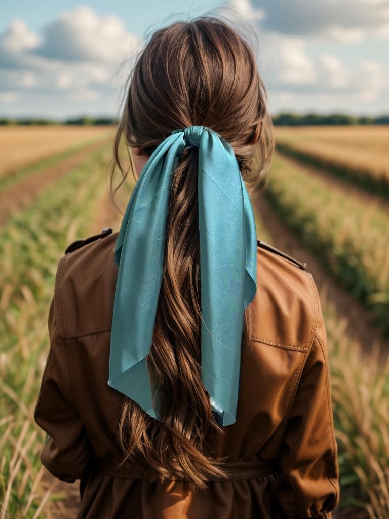 Elastic Hair Scrunchies and Ribbons - Knotted Bow Hair Ties, Scarf Scrunchies Ponytail Holders for Women and Girls
