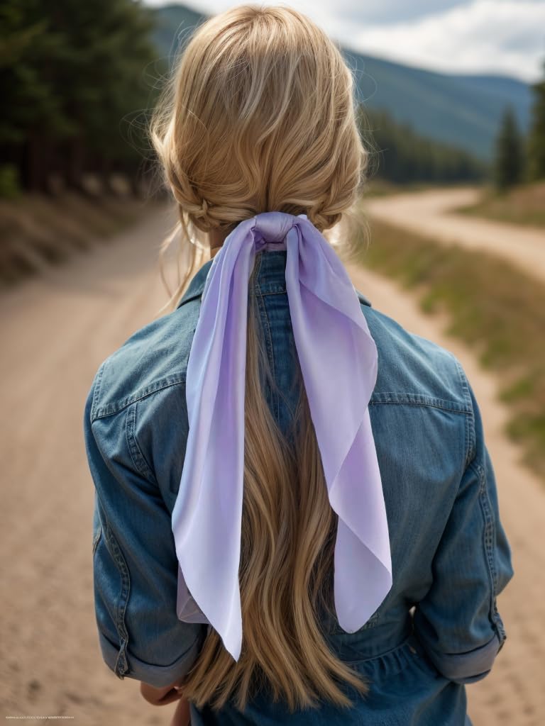 Elastic Hair Scrunchies and Ribbons - Knotted Bow Hair Ties, Scarf Scrunchies Ponytail Holders for Women and Girls