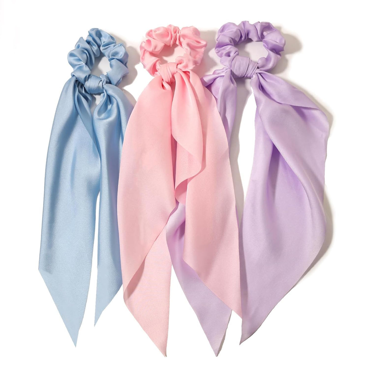 Elastic Hair Scrunchies and Ribbons - Knotted Bow Hair Ties, Scarf Scrunchies Ponytail Holders for Women and Girls