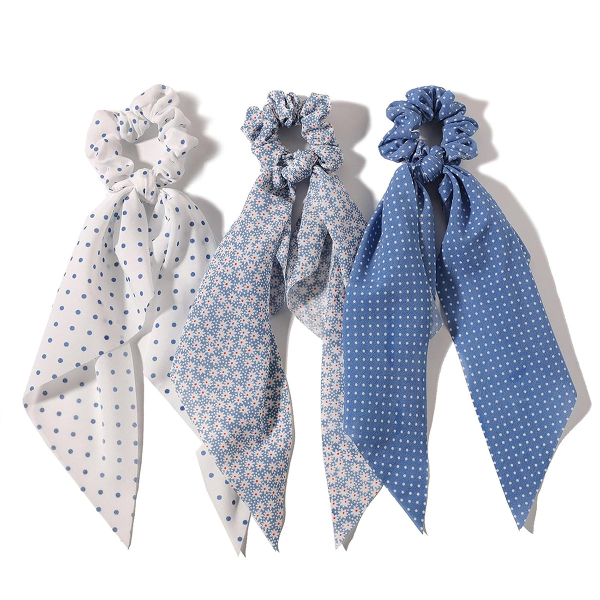 Elastic Hair Scrunchies and Ribbons - Knotted Bow Hair Ties, Scarf Scrunchies Ponytail Holders for Women and Girls