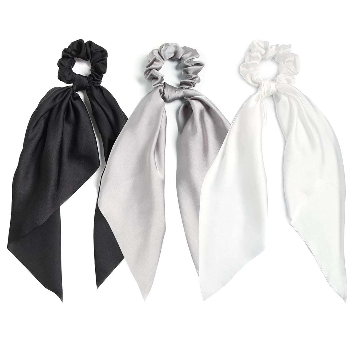 Elastic Hair Scrunchies and Ribbons - Knotted Bow Hair Ties, Scarf Scrunchies Ponytail Holders for Women and Girls