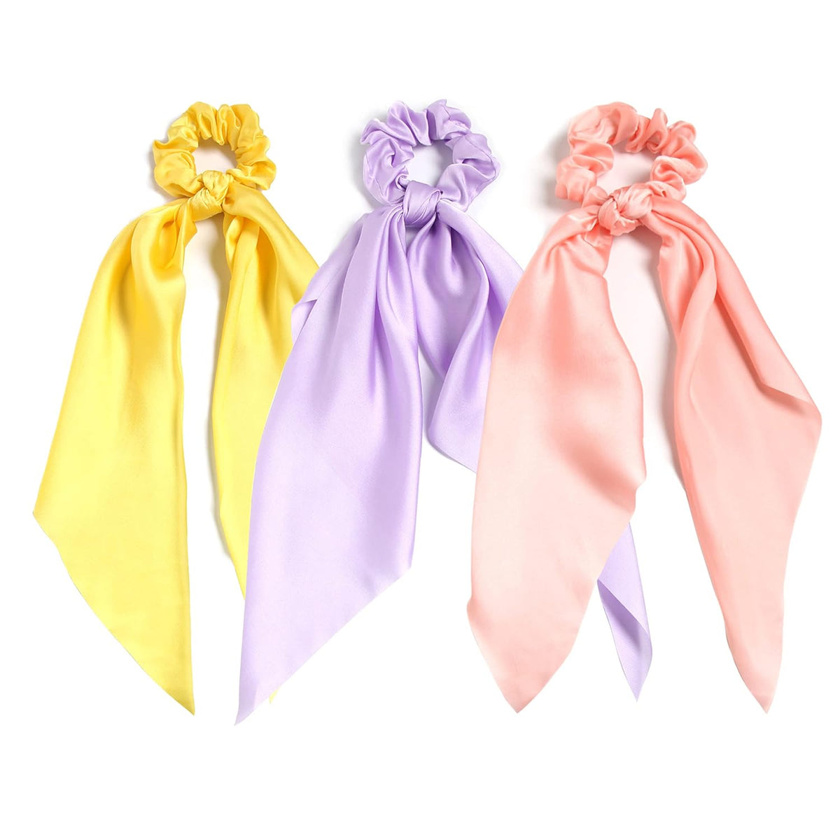 Elastic Hair Scrunchies and Ribbons - Knotted Bow Hair Ties, Scarf Scrunchies Ponytail Holders for Women and Girls