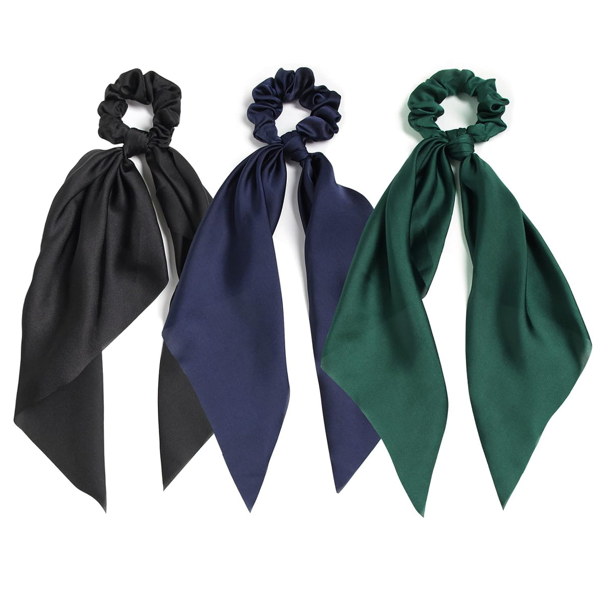 Elastic Hair Scrunchies and Ribbons - Knotted Bow Hair Ties, Scarf Scrunchies Ponytail Holders for Women and Girls
