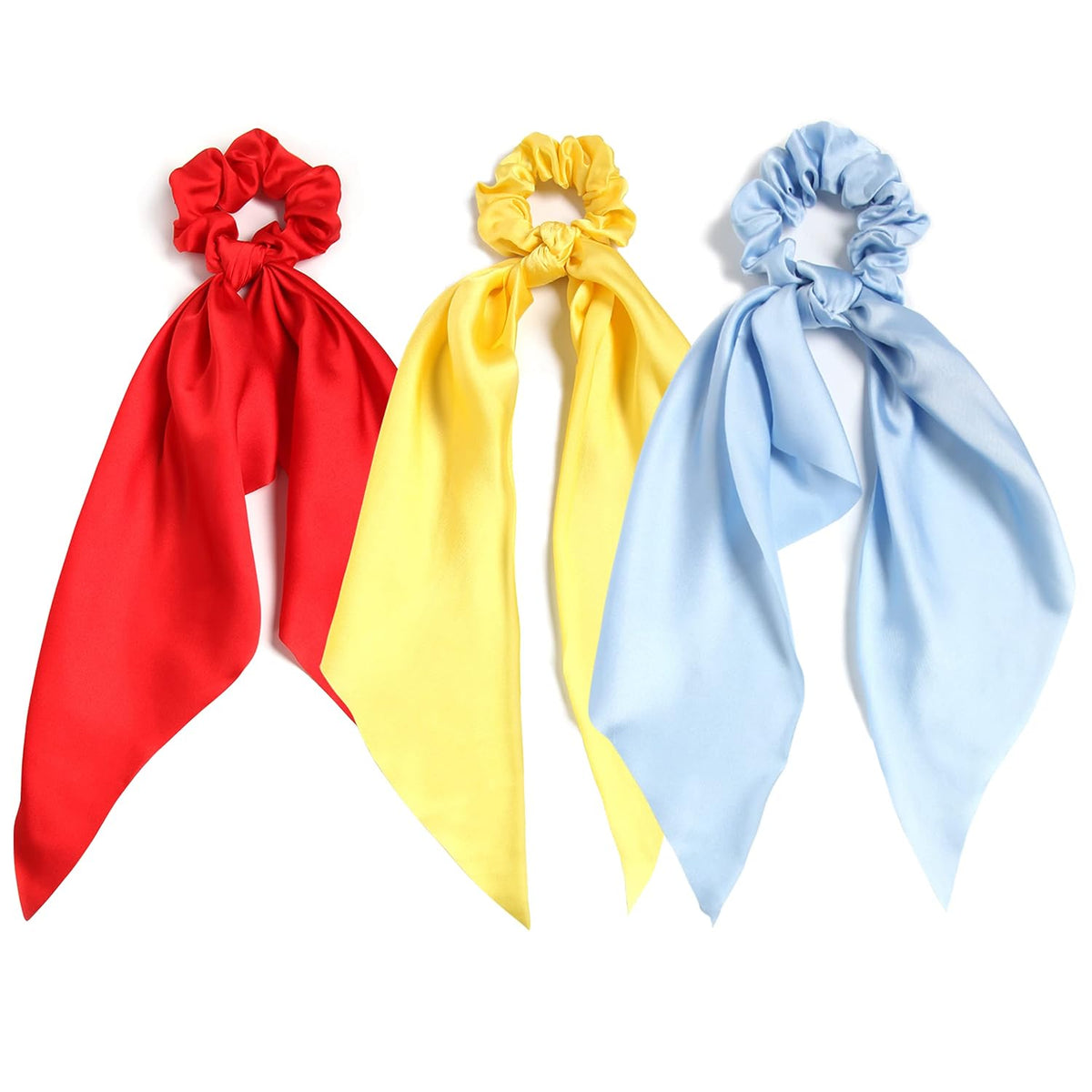 Elastic Hair Scrunchies and Ribbons - Knotted Bow Hair Ties, Scarf Scrunchies Ponytail Holders for Women and Girls