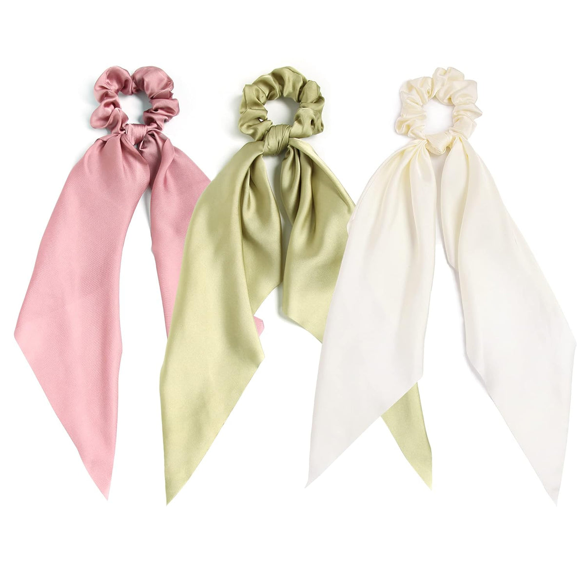 Elastic Hair Scrunchies and Ribbons - Knotted Bow Hair Ties, Scarf Scrunchies Ponytail Holders for Women and Girls