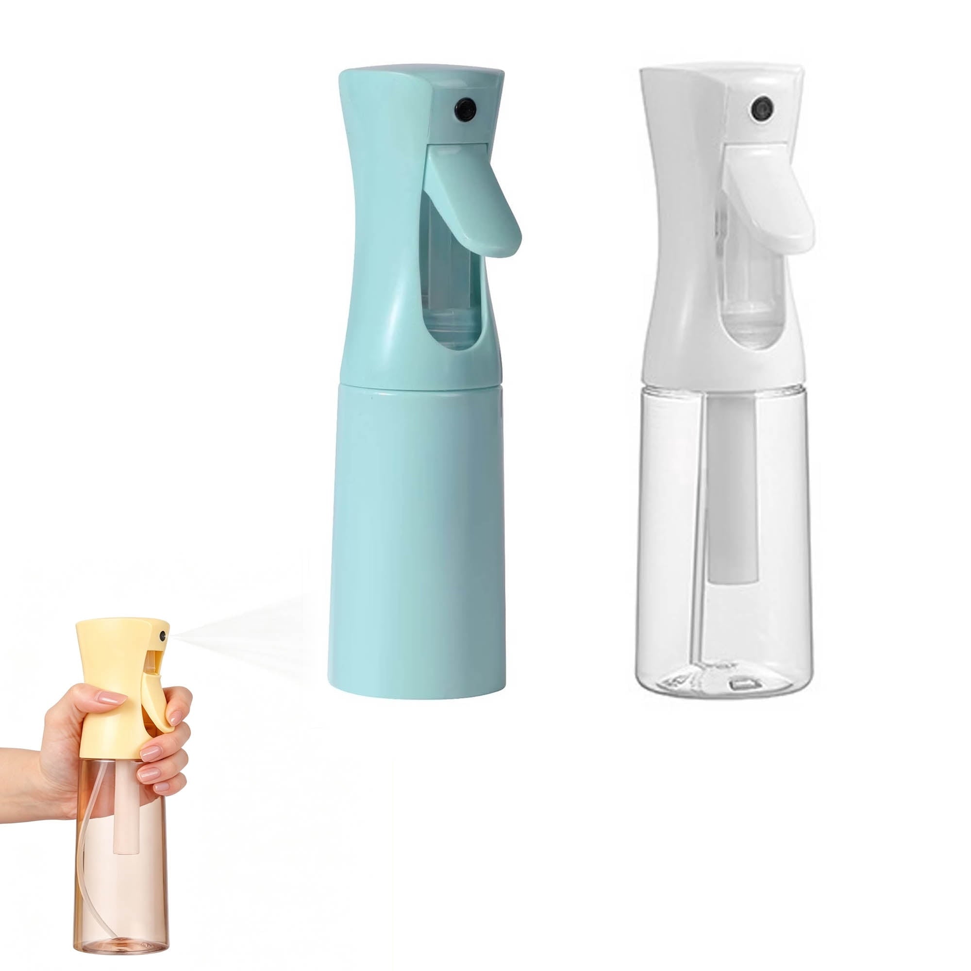 Continuous Mist Spray Bottle 2 Pack (6.8 Oz & 10 Oz), Empty Ultra Fine Water Sprayer for Hair Styling, Cleaning, Plants, Pets, Barber & Salon Use