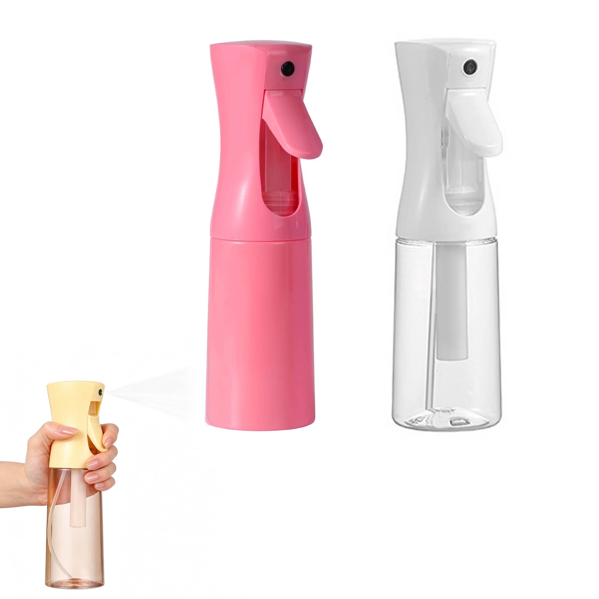 Continuous Mist Spray Bottle 2 Pack (6.8 Oz & 10 Oz), Empty Ultra Fine Water Sprayer for Hair Styling, Cleaning, Plants, Pets, Barber & Salon Use