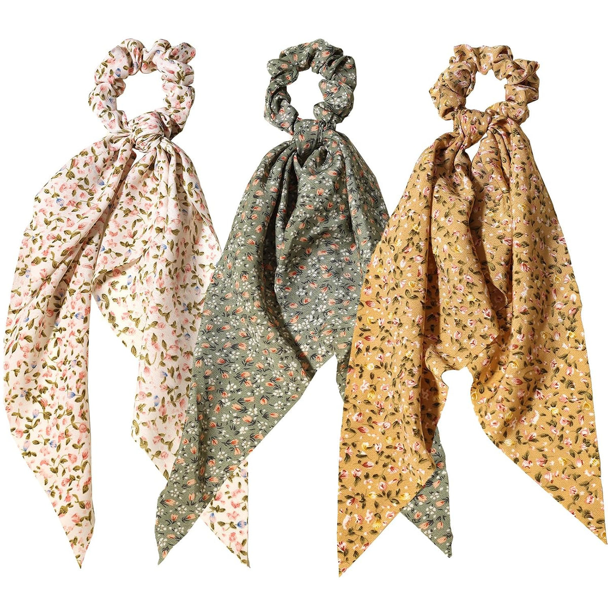 Elastic Hair Scrunchies and Ribbons - Knotted Bow Hair Ties, Scarf Scrunchies Ponytail Holders for Women and Girls