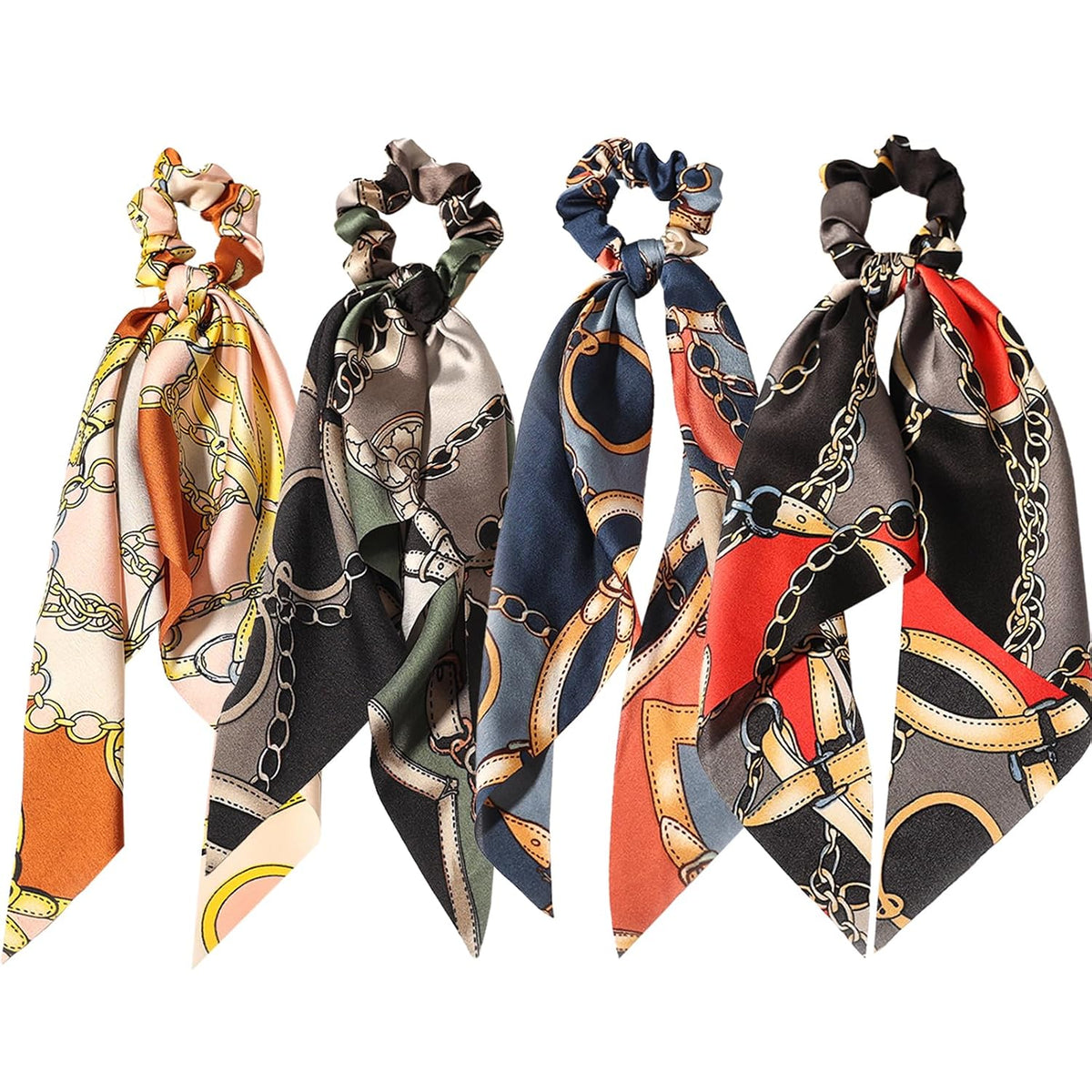 Elastic Hair Scrunchies and Ribbons - Knotted Bow Hair Ties, Scarf Scrunchies Ponytail Holders for Women and Girls