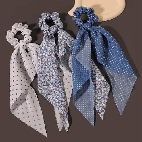 Elastic Hair Scrunchies and Ribbons - Knotted Bow Hair Ties, Scarf Scrunchies Ponytail Holders for Women and Girls