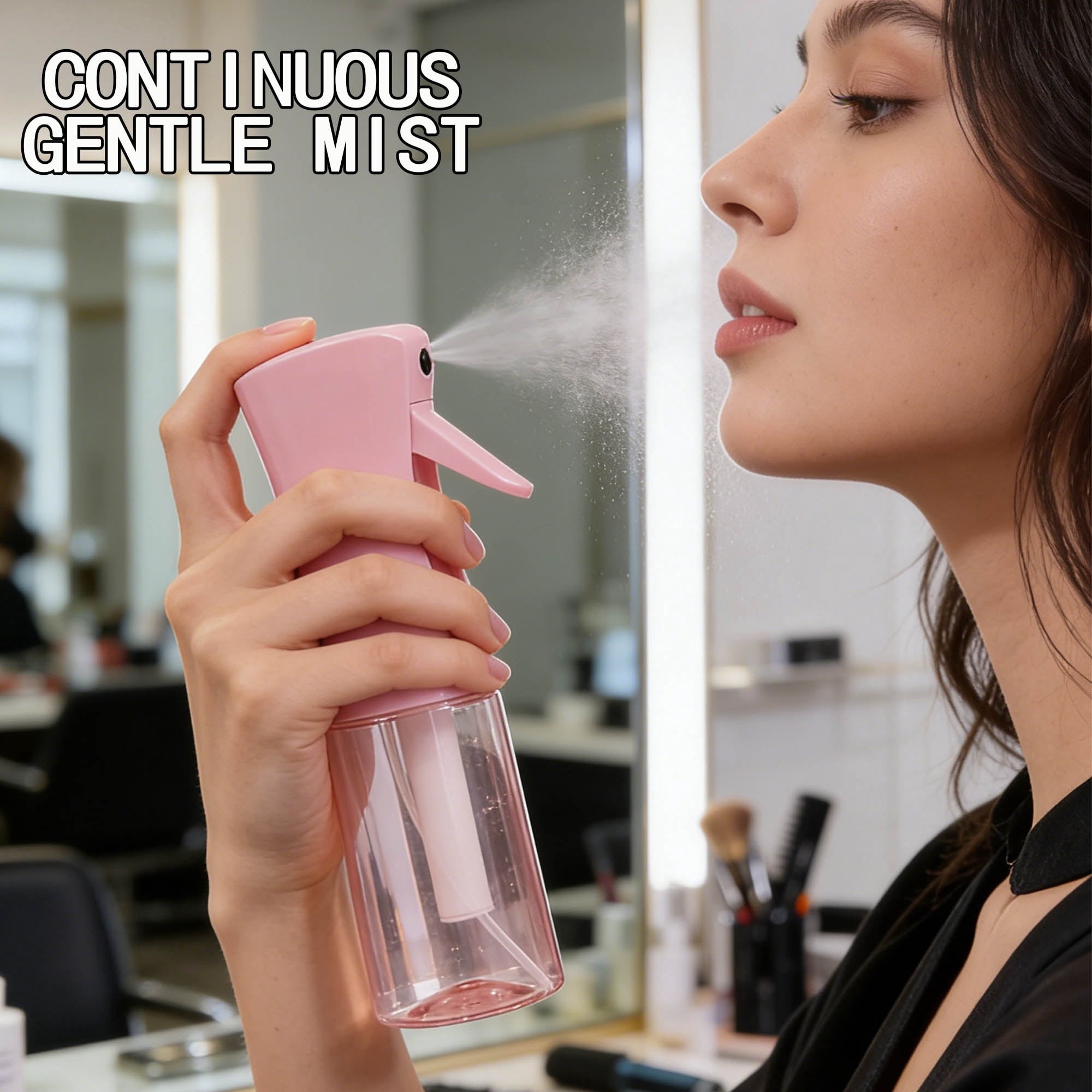 Continuous Mist Spray Bottle 2 Pack (6.8 Oz & 10 Oz), Empty Ultra Fine Water Sprayer for Hair Styling, Cleaning, Plants, Pets, Barber & Salon Use