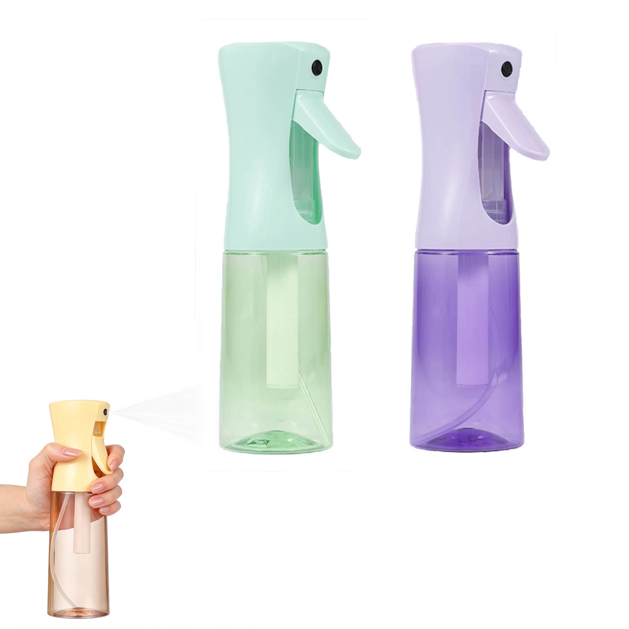 Continuous Mist Spray Bottle 2 Pack (6.8 Oz & 10 Oz), Empty Ultra Fine Water Sprayer for Hair Styling, Cleaning, Plants, Pets, Barber & Salon Use
