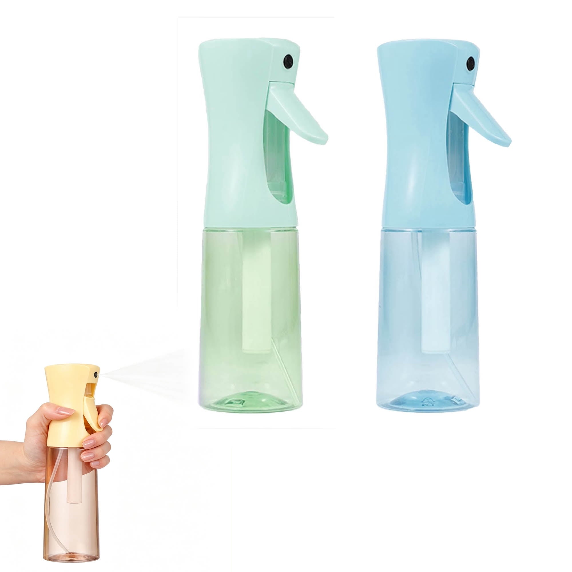 Continuous Mist Spray Bottle 2 Pack (6.8 Oz & 10 Oz), Empty Ultra Fine Water Sprayer for Hair Styling, Cleaning, Plants, Pets, Barber & Salon Use