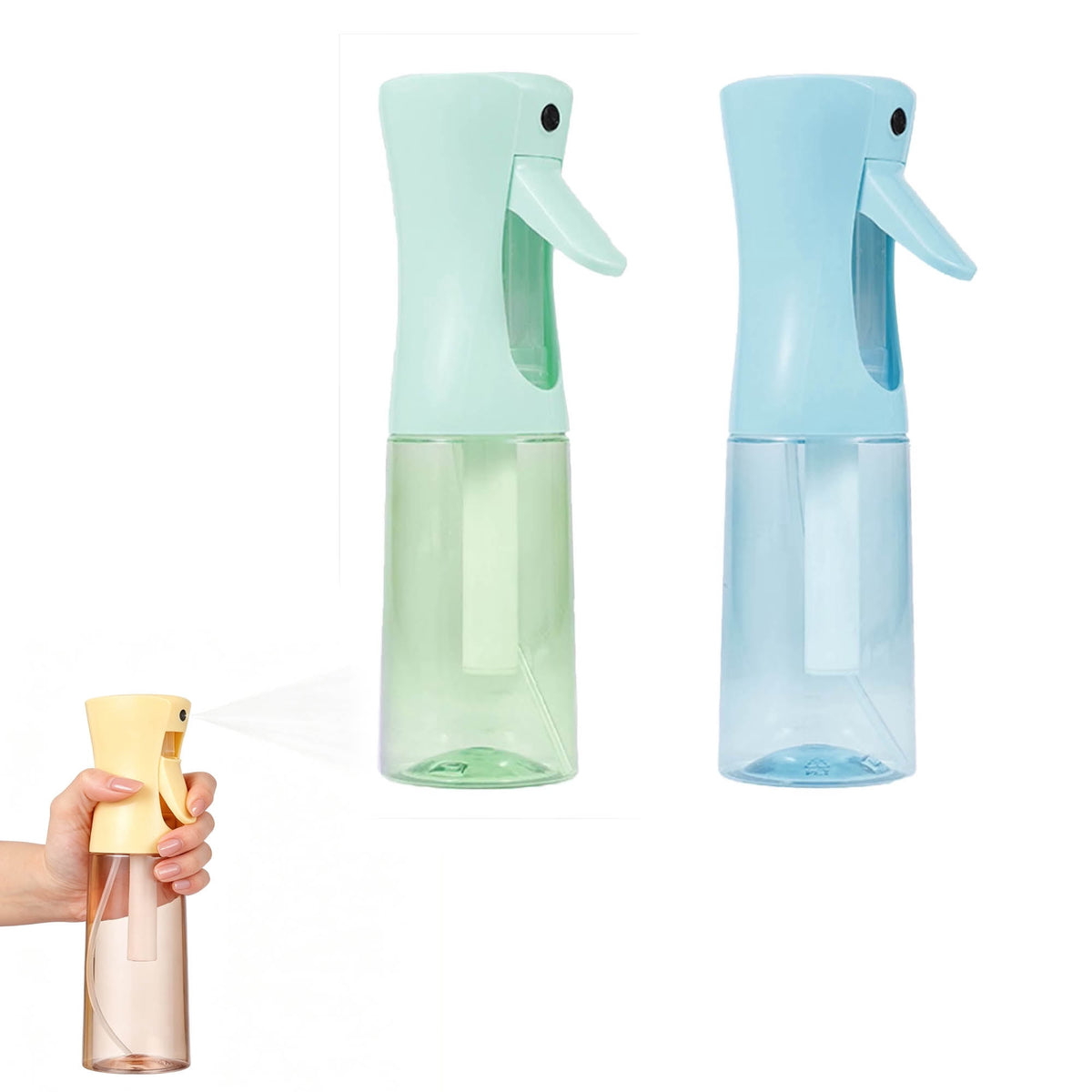 Continuous Mist Spray Bottle 2 Pack (6.8 Oz & 10 Oz), Empty Ultra Fine Water Sprayer for Hair Styling, Cleaning, Plants, Pets, Barber & Salon Use