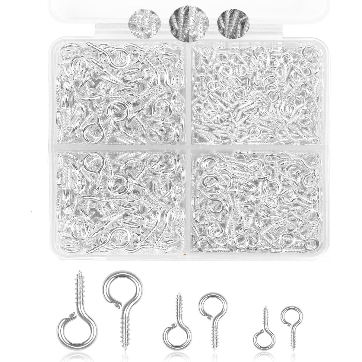 KAQ 400pcs Small Eye Pins for Jewelry Making & DIY Crafts, Mini Eyelet Screws for Art Projects & Bead Charms, Tiny Eye Hooks for Crafts (Gold color& Silver color, 3 Sizes)