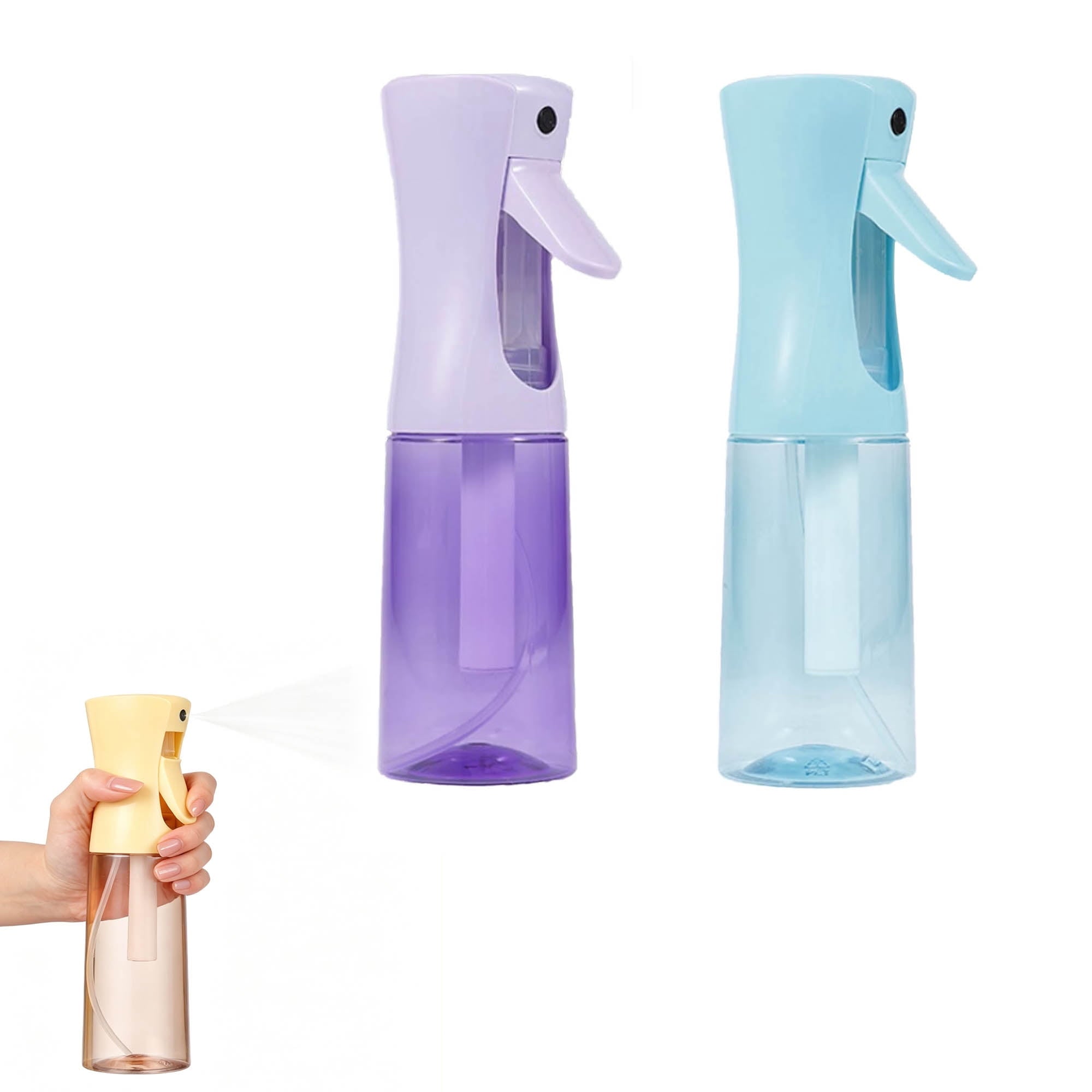 Continuous Mist Spray Bottle 2 Pack (6.8 Oz & 10 Oz), Empty Ultra Fine Water Sprayer for Hair Styling, Cleaning, Plants, Pets, Barber & Salon Use
