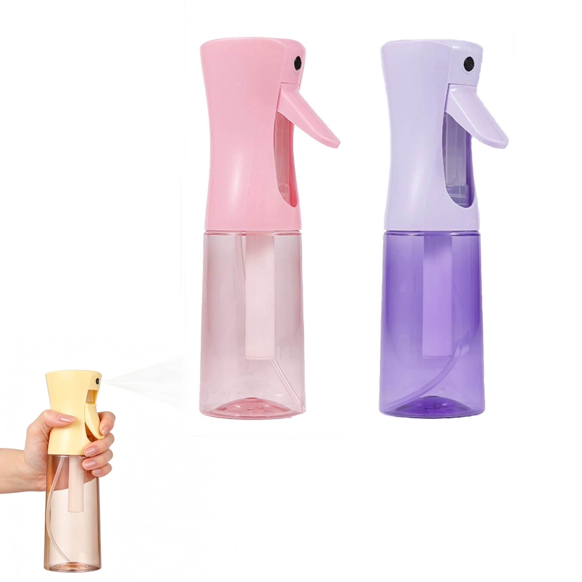 Continuous Mist Spray Bottle 2 Pack (6.8 Oz & 10 Oz), Empty Ultra Fine Water Sprayer for Hair Styling, Cleaning, Plants, Pets, Barber & Salon Use